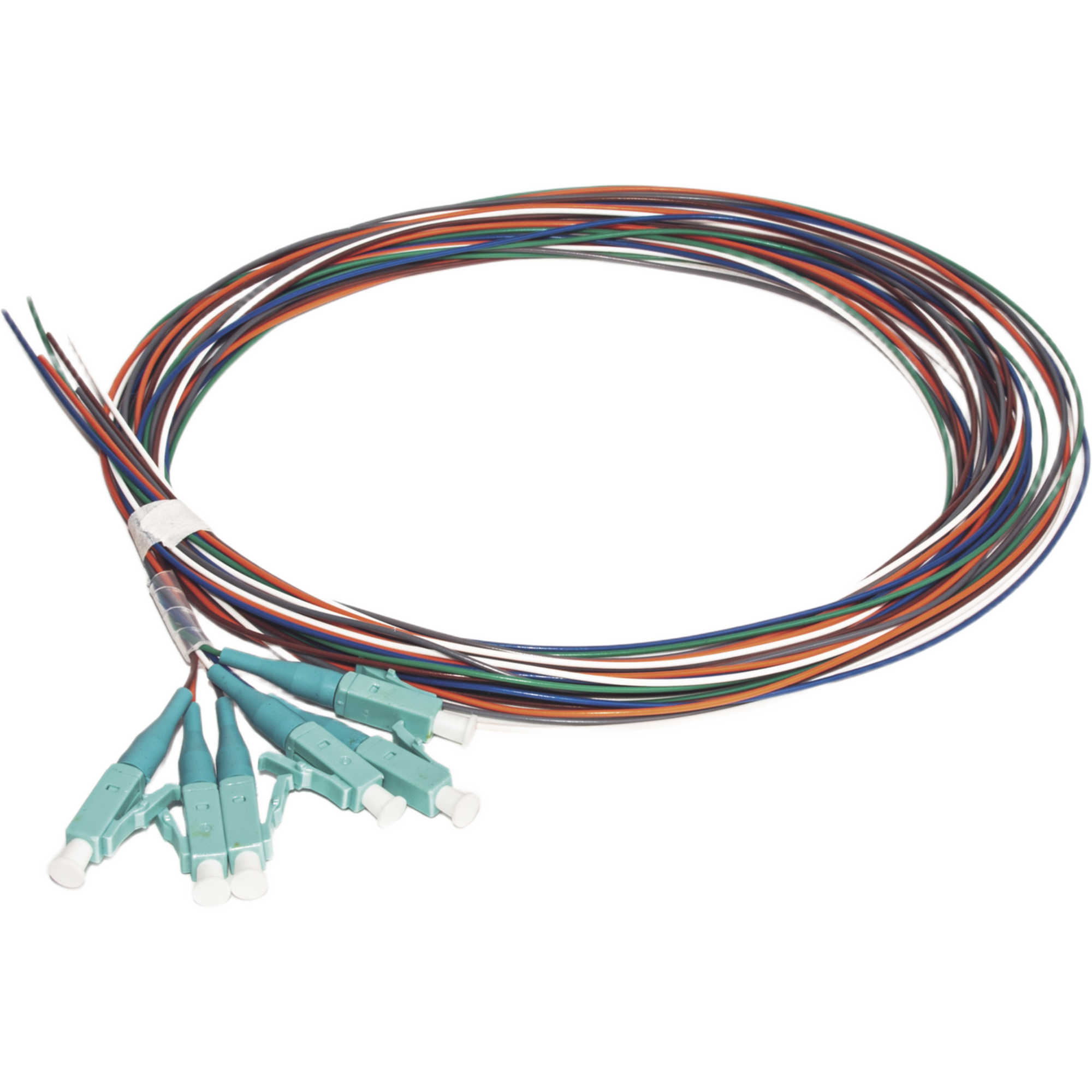 Kit de 6 Pigtails LC Multimodo OM3 50/125, Conectores Aqua, 2 Metros (6.56 Pies)