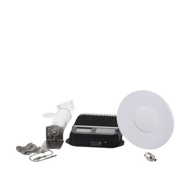 Kit Amplificador Office 200 para 2G, 3G y 4G / Mejora llamadas convencionales y VoLTE / Amplifica señal de TELCEL, AT&T y MOVISTAR / Cubre hasta 400 m² con una antena y hasta 1600 m² con 4 antenas.