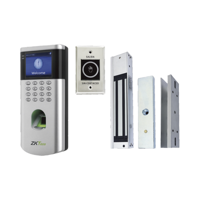 Kit Control de Acceso / Lector Huella y Tarjeta 125 kHz / 1,500 Huellas 5,000 Tarjetas / TCP/IP PUSH / Chapa Magnética — ZKTECO · SKU LF10KITV2