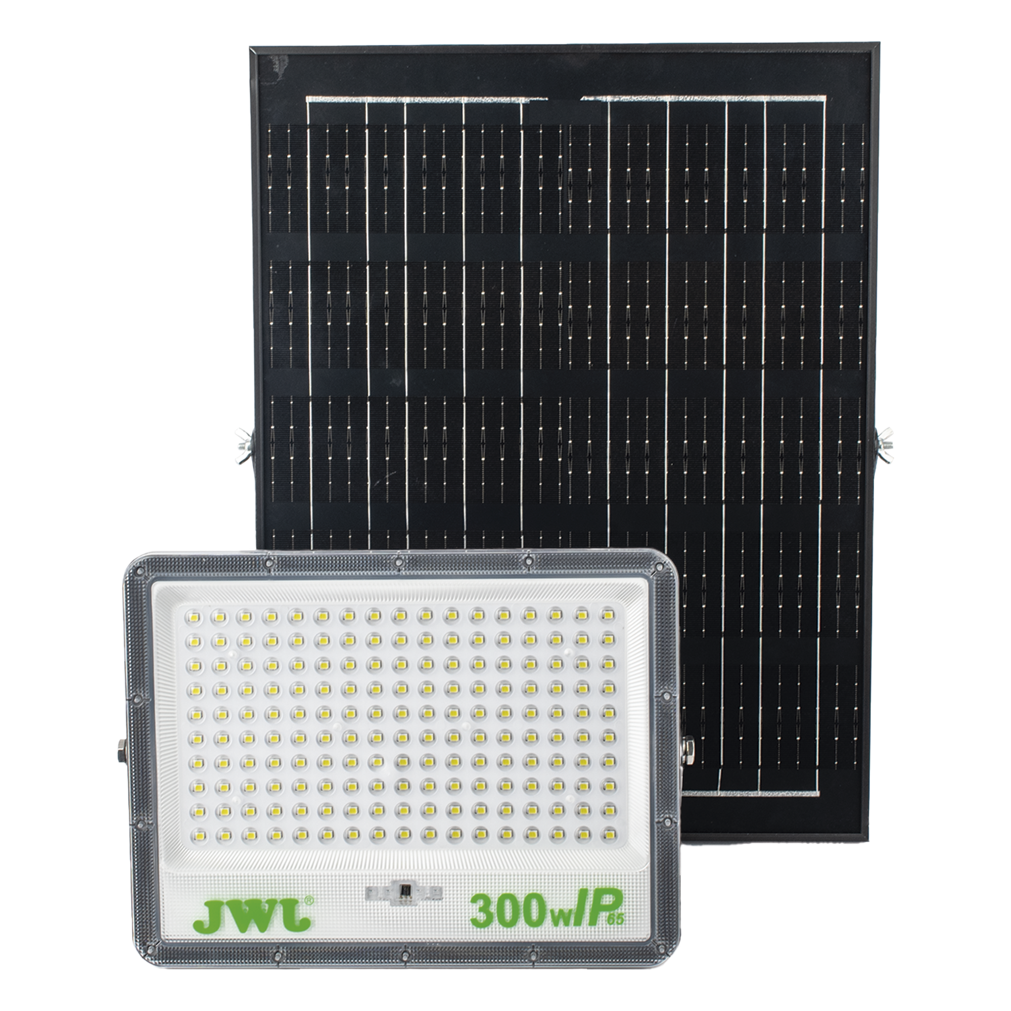 Reflector de 300 W con Panel Solar /  Batería 3.2  V CD / T.C.C. 6 500 K / IP65. — JWJ · SKU JLRE-SOL-01-300N