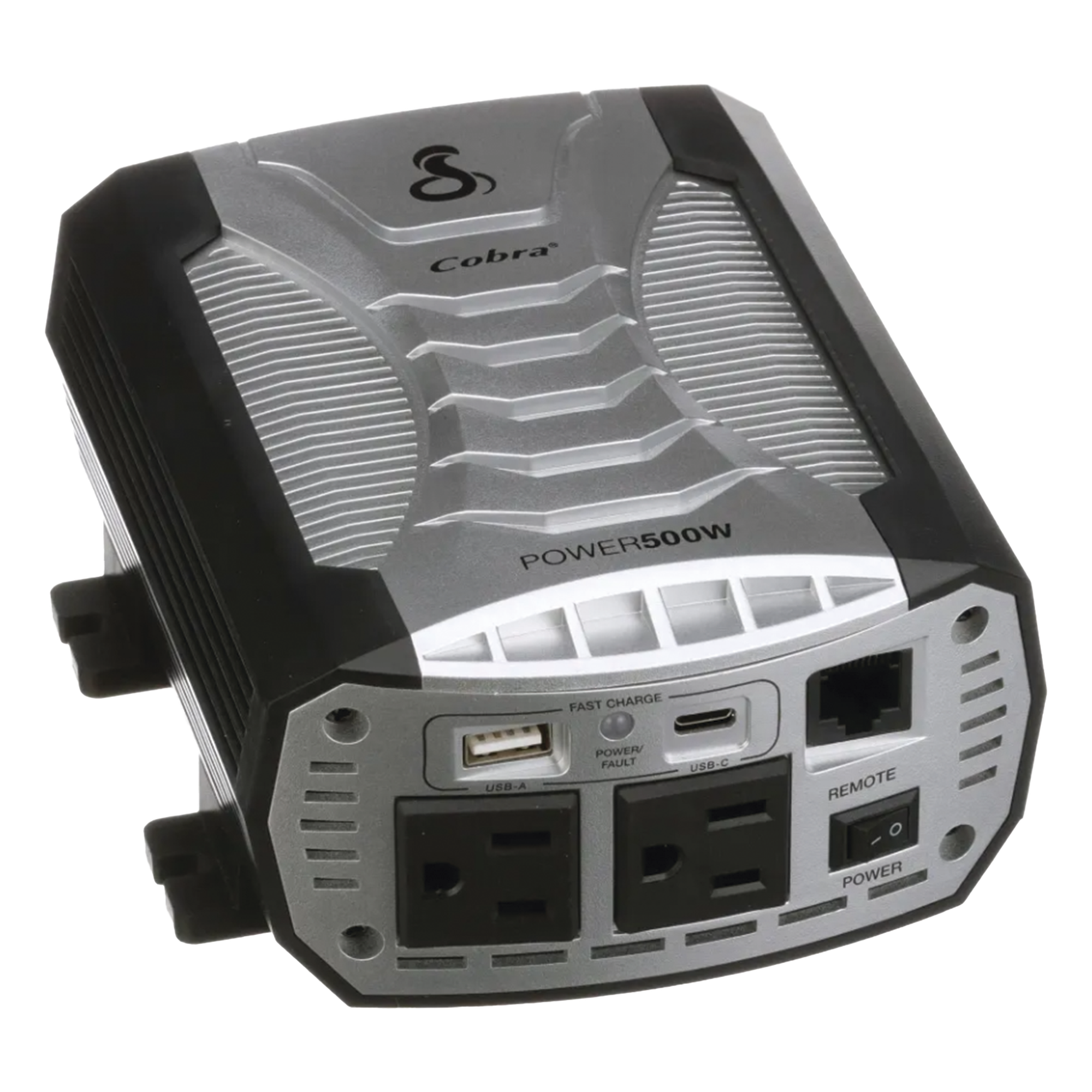 Inversor de Potencia / 500W Continuos / 1000W Pico / 2 Salidas AC GFCI / USB-A y USB-C Carga Rápida / Protección Pentagon / 12V DC a 115V AC — COBRA · SKU CPI500W