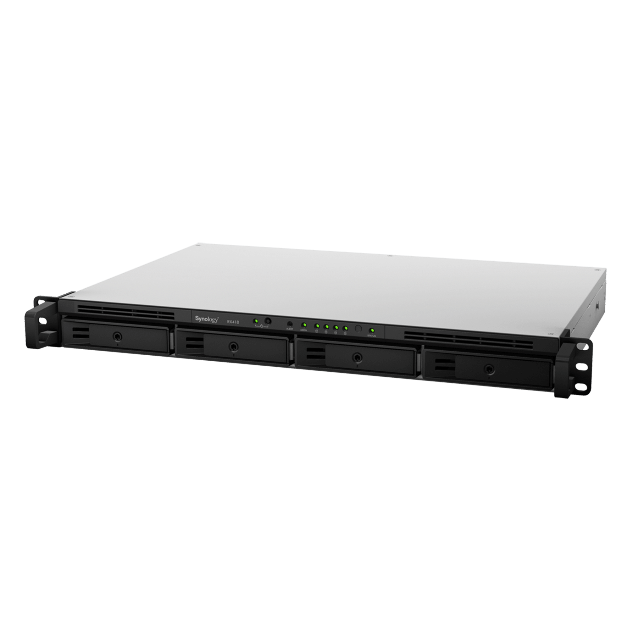 Unidad de Expansión Synology RX418 | 4 Bahías SATA HDD/SSD 3.5" y 2.5" | eSATA | Profundidad 30 cm | Compatible con RackStation 1U | Administración DSM.