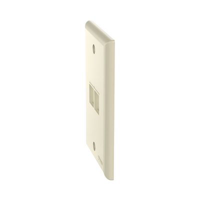 Placa de Pared Vertical, Salida Para 2 Puertos Keystone, Color Marfil
