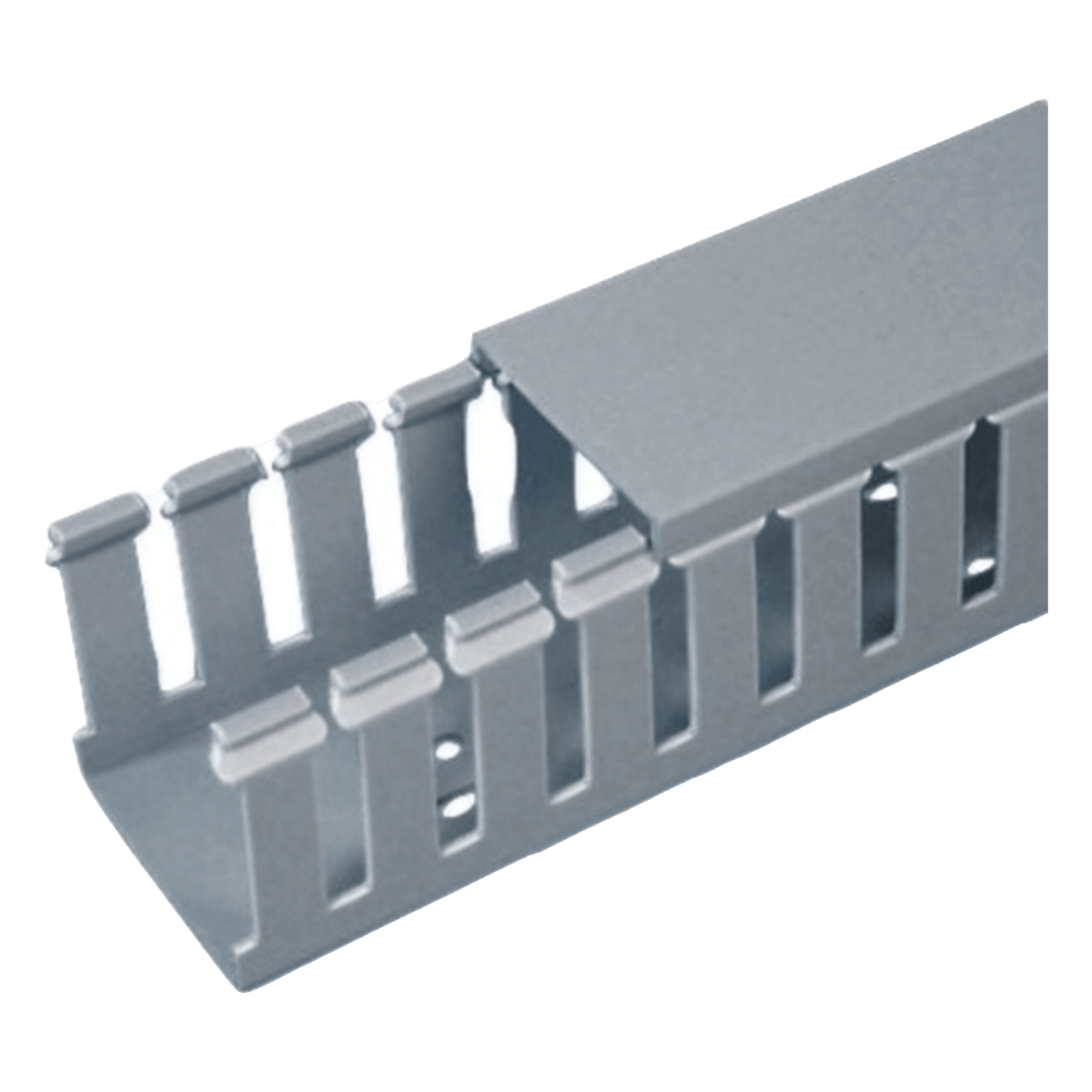 Canaleta Ranurada de PVC con Tapa, Tipo F, 32 mm de Ancho, 101.6 mm de Alto y 2 m de Largo, Color Gris — PANDUIT · SKU FC1X4LG2