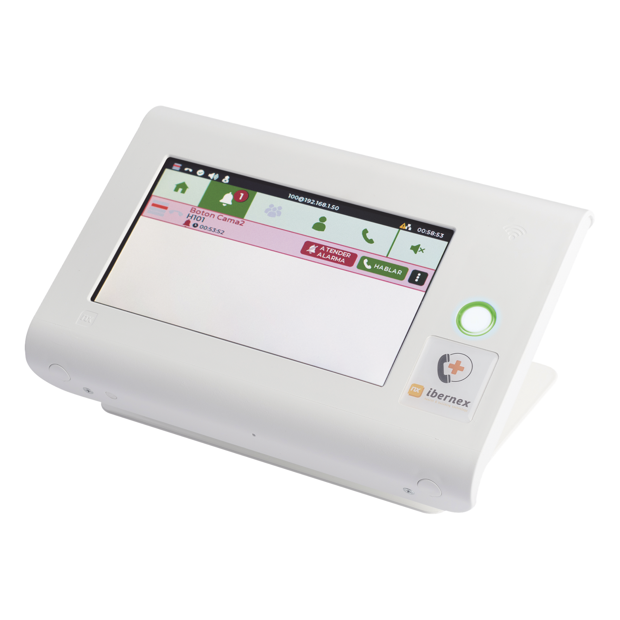 Centro de Control para Estación de Enfermería — Gestione Alarmas, Llamadas y Presencia del Personal desde una Sola Pantalla Táctil — IBERNEX · SKU NX1071