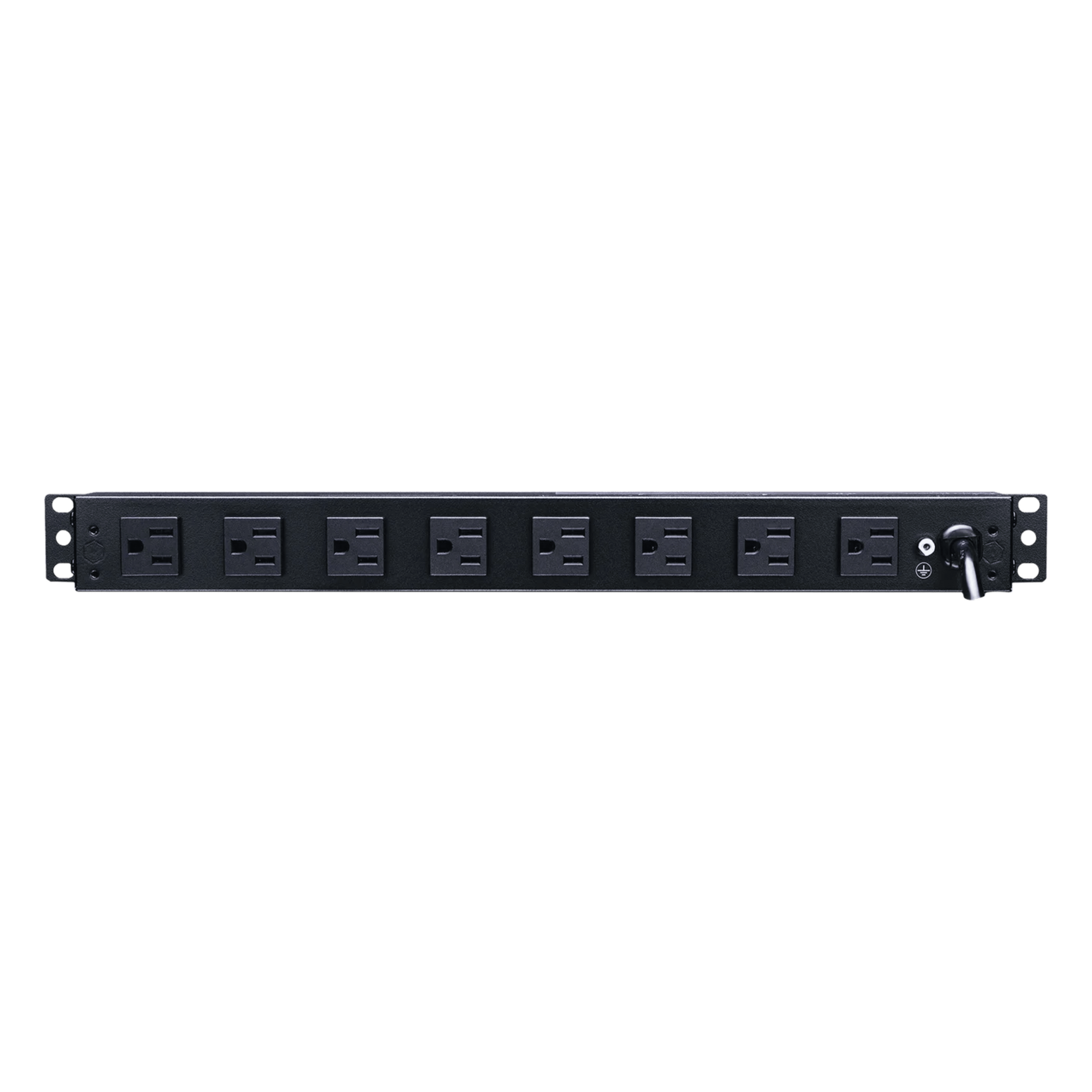 PDU Básico de Montaje en Rack, Con 10 Salidas NEMA 5-15R y Protección Contra Sobretensiones, Enchufe de Entrada NEMA 5-15P, de 19in, 1UR, 15 Amp, 120 Vca — HOFFMAN · SKU DP1N191015S