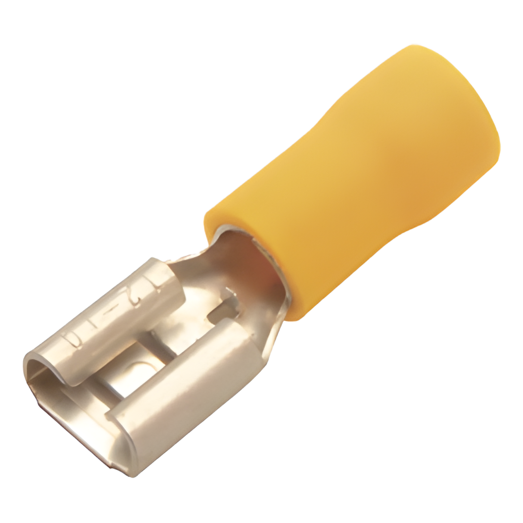 Terminal tipo hembra aislada 0.250 / 12 - 10 AWG / Amarillo / Para baterías con terminal F1 / Paquete de 25 piezas. — EPCOM POWERLINE · SKU AE55096