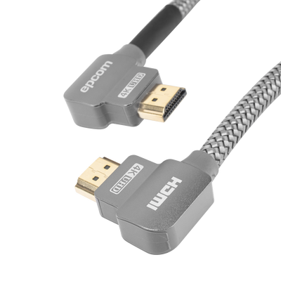 Cable HDMI Ángulo 90° | 1 Metro (3.28 Pies) | Alta Definición | Versión 2.0 | Alta Velocidad 18Gbps | 4K@60Hz | — EPCOM PROAUDIO · SKU EP-90H-1M