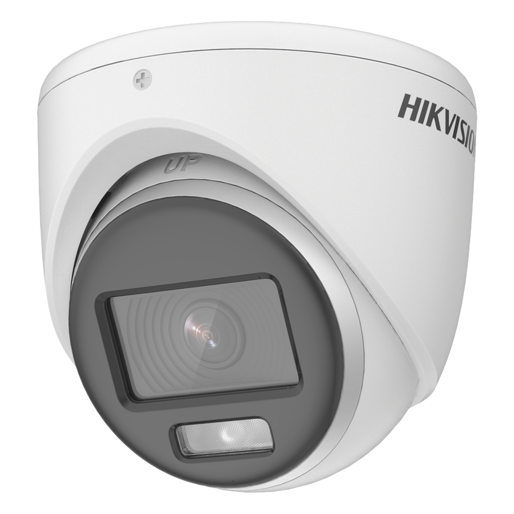 [Dual Light + ColorVu] Turret TURBOHD 2 Megapixel (1080p) / Lente 2.8 mm / 20 mts IR + 20 mts Luz Blanca / Gran Angular 105° / Exterior IP67 / Micrófono Integrado / dWDR / 4 Tecnologías / Metal — HIKVISION · SKU DS-2CE70DF0T-LMFS