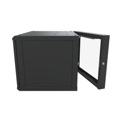 Gabinete Abatible de Pared (Con Marco Trasero) con Rack 19" de 12 Unidades. Ventana de Cristal Templado.