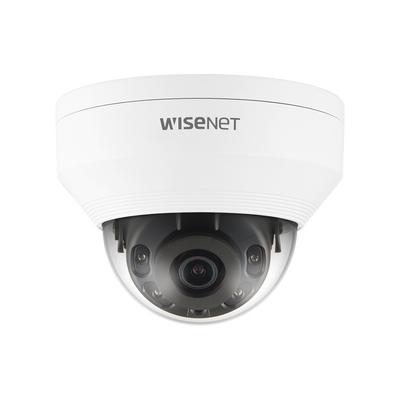 Cámara IP Tipo Domo Antivandálica 5 Megapíxel / Lente 2.8 mm / IR 20M / WDR 120db / Exterior IP66 / H.265 & WiseStream — HANWHA VISION · SKU QNV-8010R