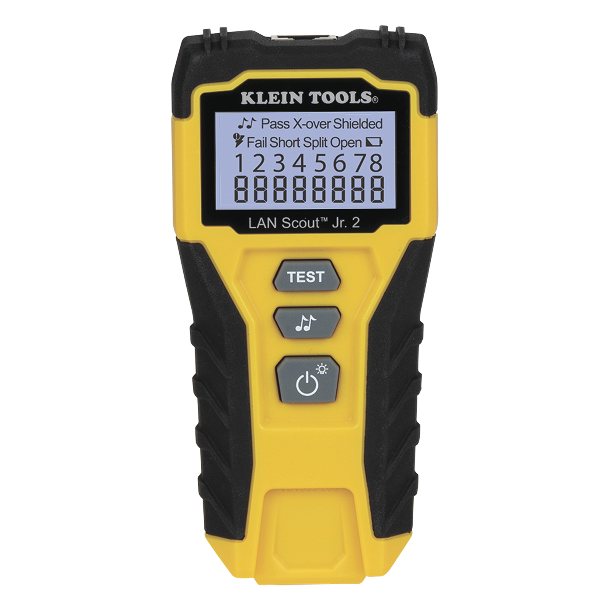 Tester de Cable LAN Scout™ Jr. 2/ Para: Prueba aprobada/ Error de Cableado/ Falla de Circuito Abierto o Cortocircuito/ Par Dividido/ Blindaje. — KLEIN TOOLS · SKU VDV526200