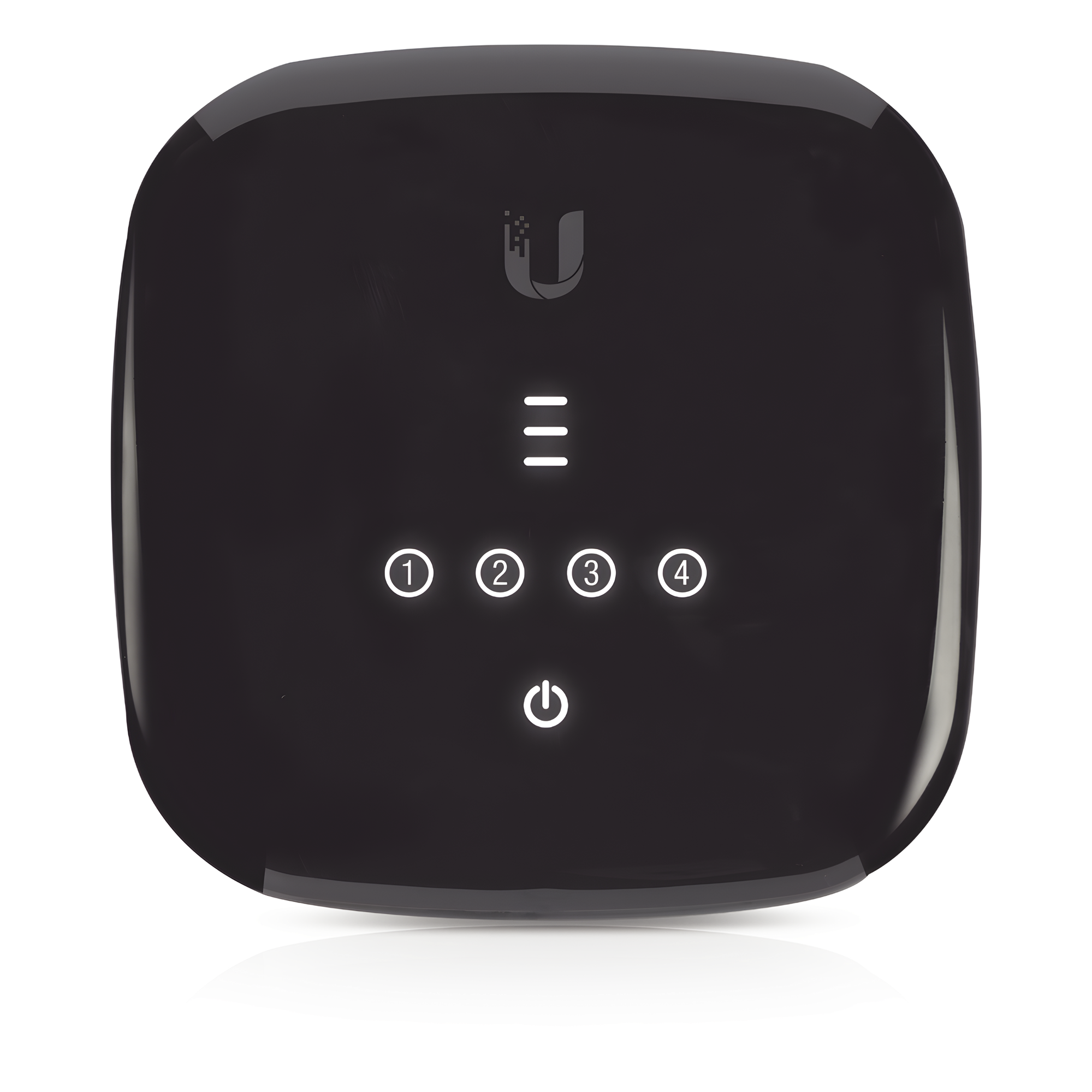 UFiber WiFi 802.11n GPON ONU, Unidad de red óptica con 1 puerto WAN GPON (SC/APC) + 4 puertos LAN Gigabit Ethernet — UBIQUITI · SKU UF-WIFI