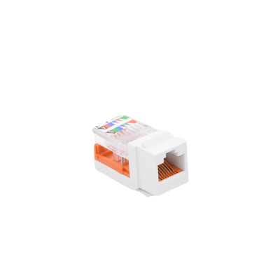 Conector Jack Estilo Leadframe, Tipo Keystone, Categoría 5e, de 8 Posiciones y 8 Cables, Color Blanco