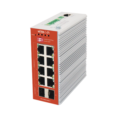 Switch L2+ PoE Industrial / Administración Cloud-Web-CLI / 8 Puertos PoE af/at 100/1000 Mbps / 2 Puertos SFP Gigabit / Presupuesto PoE 120 W / Protocolo ERSP (redundancia enlaces)