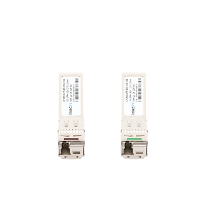 Transceptores Ópticos Industriales Bidireccionales SFP+ (Mini-Gbic) / Monomodo 1270 & 1330 nm / 10 Gbps / 10GBASE / Conector LC/UPC Simplex / DDM / Hasta 10 km / 2 Piezas