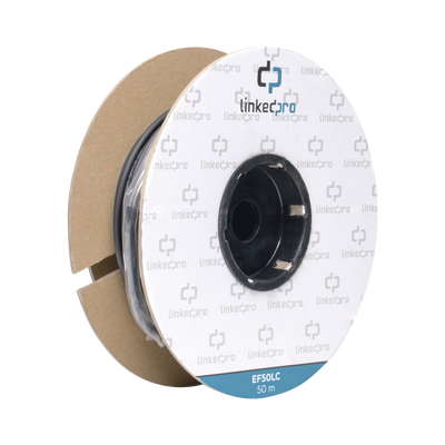 Carrete de Fibra Óptica Monomodo con Conectores LC-LC Duplex, Reforzada con Kevlar, de 50 Metros (164.04 Pies), Para Instalaciones Subterráneas por Tubería