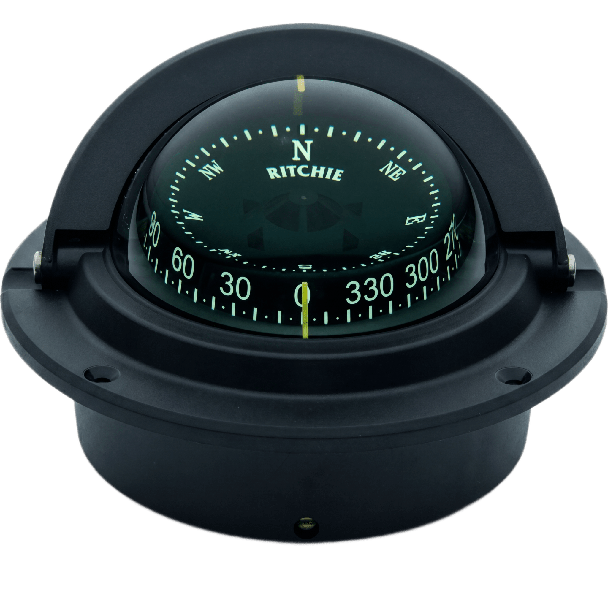 Brújula de Navegación Marítima Ritchie F-83 / Montaje Flush / CombiDial 3" (76 mm) / Iluminación NiteVu Verde / DirectiveForce Magnets / Construcción Compuesta Alta Temperatura / 100% Reparable