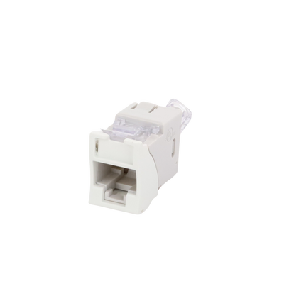 Jack Ultramax Cat6, UTP, Montaje Híbrido en Placa de Pared (Plano y Angulado), Color Blanco, Punch Down