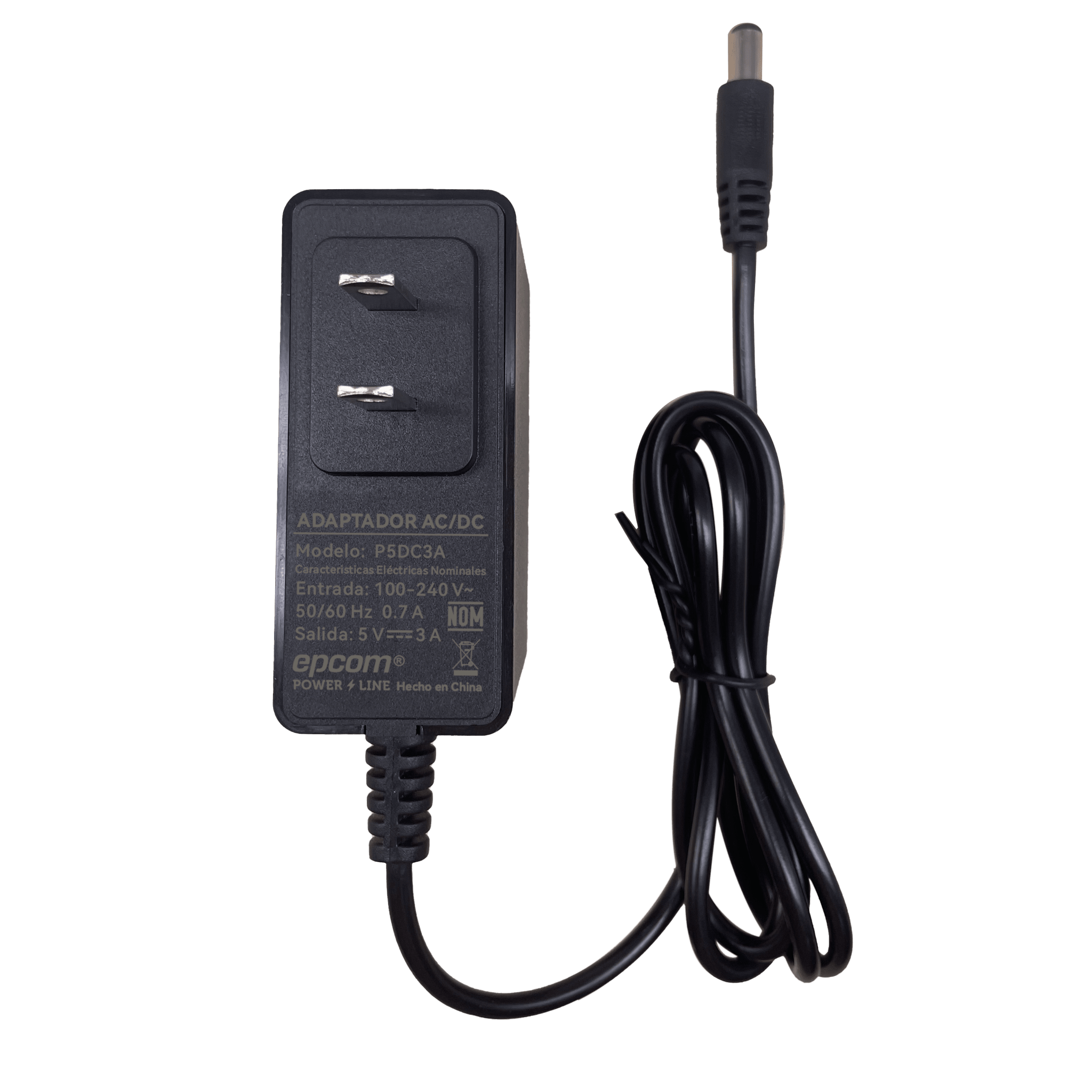 Adaptador de Corriente DC / 5V 3A 15W / Entrada 100-240V AC / Protección Sobre-Corriente y Cortocircuito / LED Indicador / Plug 5.5mm x 2.1mm — SYSCOM · SKU P5DC3A