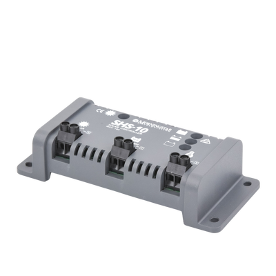 Controlador de Carga Solar PWM 10 A / 12 VCC / Desconexión Automática / IP22 / Protección Integral / Bajo Consumo 8 mA