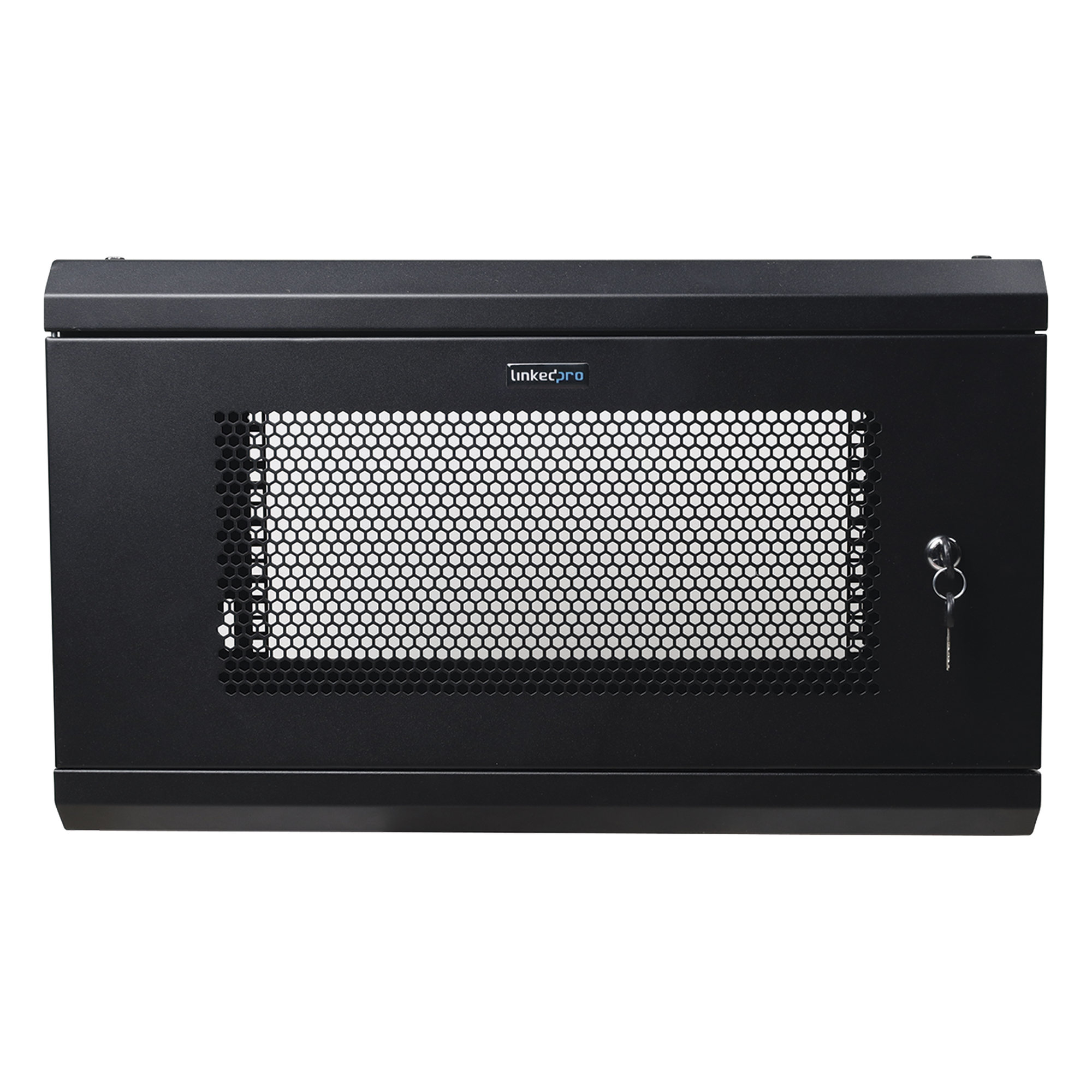 Gabinete de Pared de 6U con Puerta Perforada, 455 mm de Profundidad Total, Rack de 19'', Acero Reforzado Color Negro — LINKEDPRO · SKU SR1906LH3P