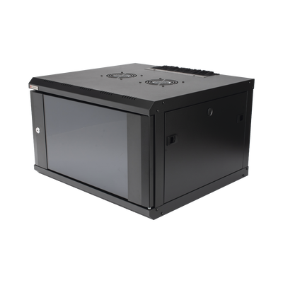 Gabinete de Pared PRECISION 19 in 6UR (455mm) - Cristal Templado. Incluye: 2 Ventiladores y Panel Cepillo