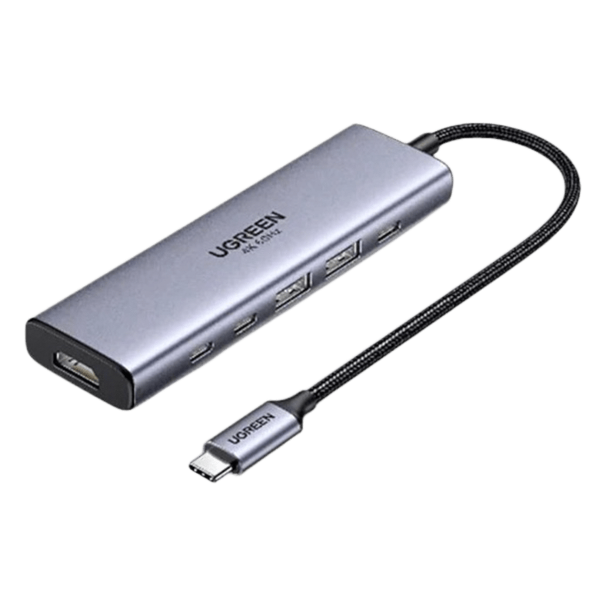Hub USB-C 6 en 1 / HDMI 4K@60Hz / 4x USB 3.2 Gen 2 10 Gbps / PD 100W / Aluminio / 20 cm — UGREEN · SKU 35999