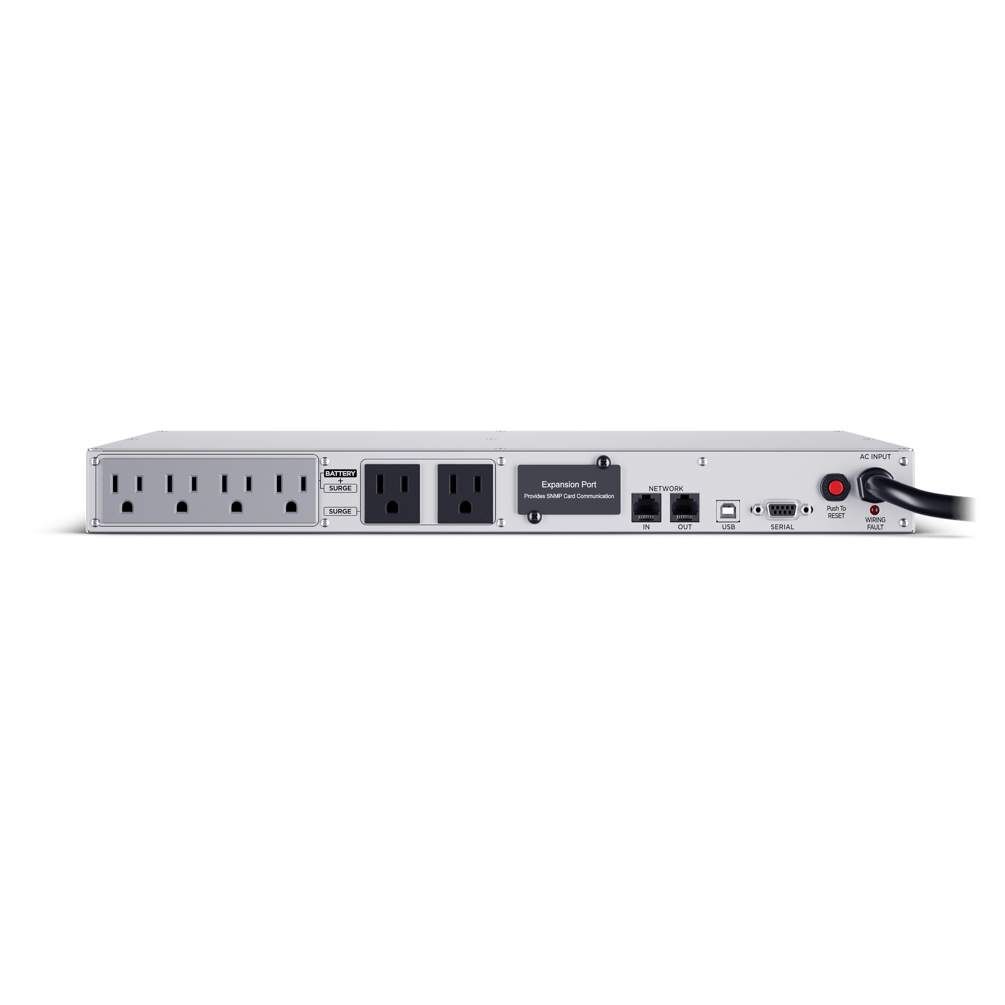 UPS de 1000 VA/600 W, Topología Línea Interactiva, Entrada 120 Vca NEMA 5-15P, Tipo Rack 1 UR, Con 6 Tomas NEMA 5-15R