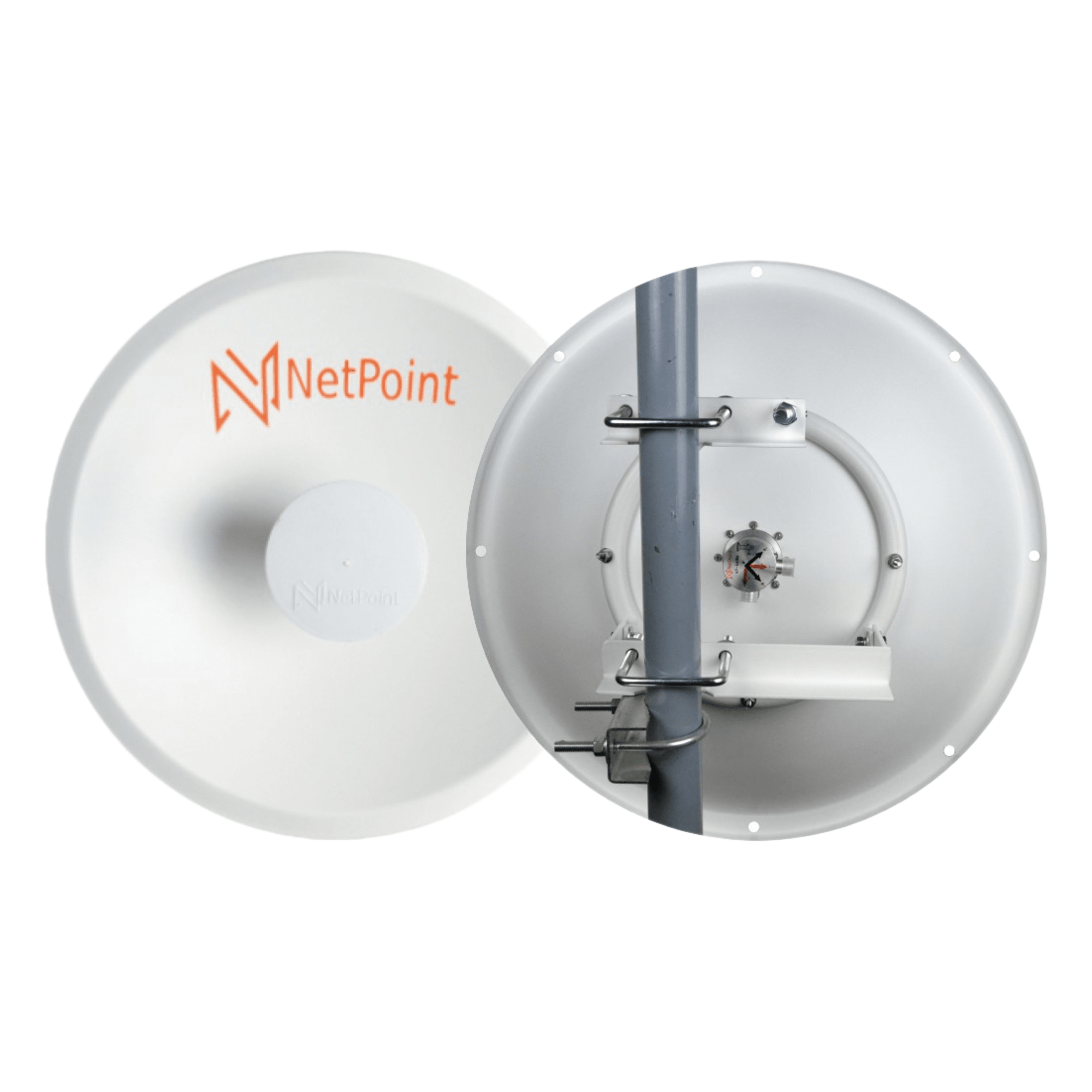 1 Antena Direccional Dual-Polaridad MLO Alto Rendimiento / diámetro de 39.6 cm / 4.9-7.2 GHz / Ganancia 27 dBi / SLANT de 45 ° o 90 ° / Conector N-Hembra / Montaje, jumpers y radomo incluidos. — NetPoint · SKU NPPROUW