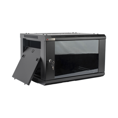 Gabinete PRECISION, Con Puerta de Cristal Templado, de 19in, 6UR, 450mm de Profundidad, Color Negro