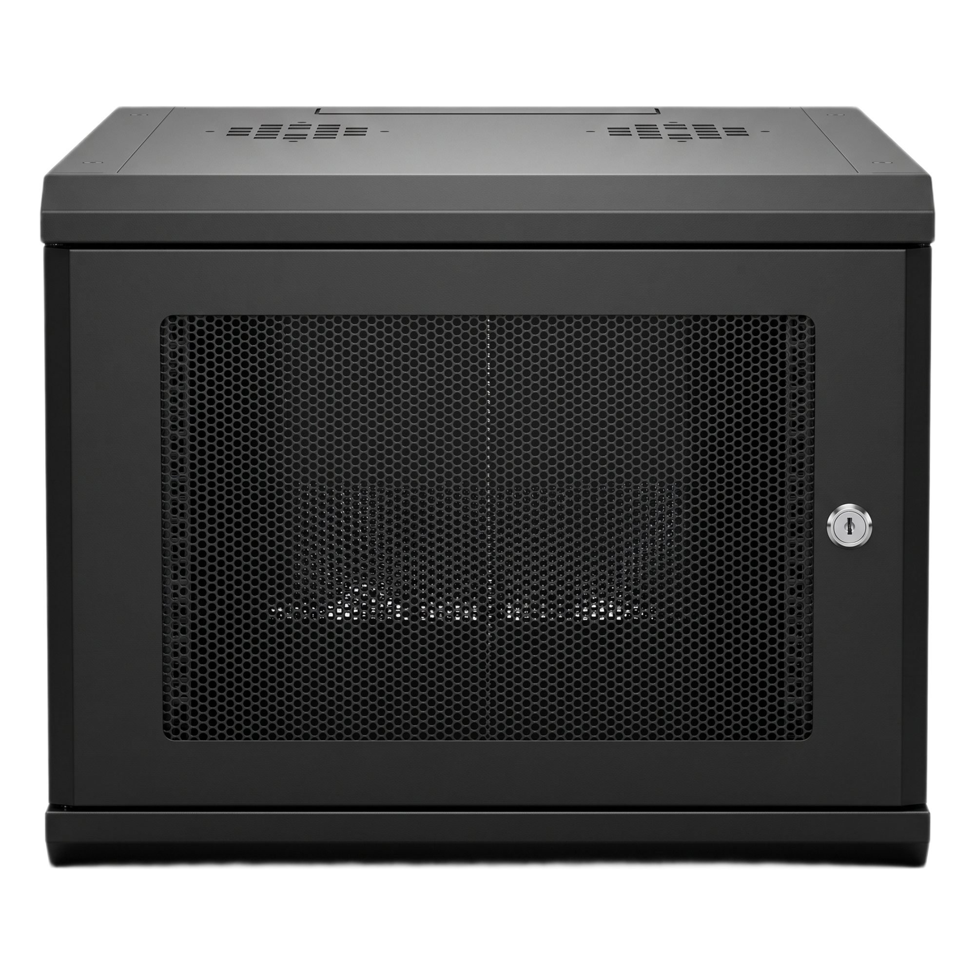 Gabinete Rack 19 Pulgadas / 04 Unidades / Ventilado / Montaje Pared / Acero Calibre 20 / Capacidad 100 kg / Dimensiones 636x606x283 mm (25x23.9x11.1 in) — LINKEDPRO · SKU SR-19-04-GN3P