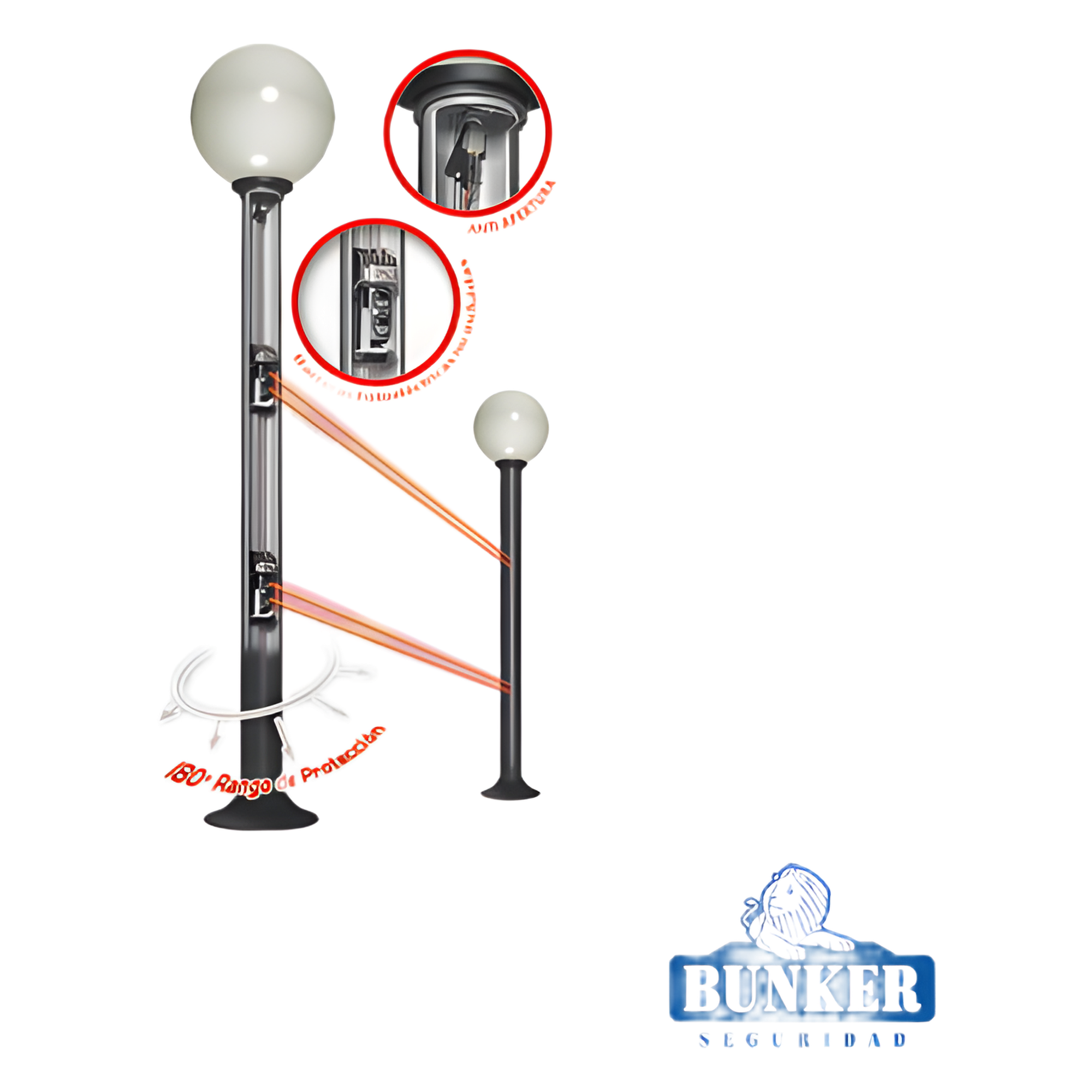 Carcasa Ultra Resistente y Elegante Tipo Farola Ideal para Sensores Fotoeléctricos/ Requiere PCGLOBE (No Incluido). — BUNKER SEGURIDAD · SKU MALTA