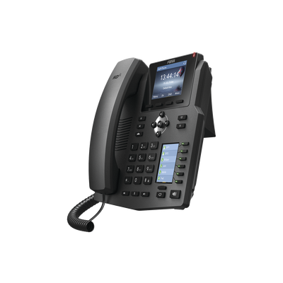 Teléfono IP empresarial para 4 Líneas SIP con 2 pantallas LCD, 6 teclas BLF/DSS, puertos Gigabit y conferencia de 3 vías, PoE