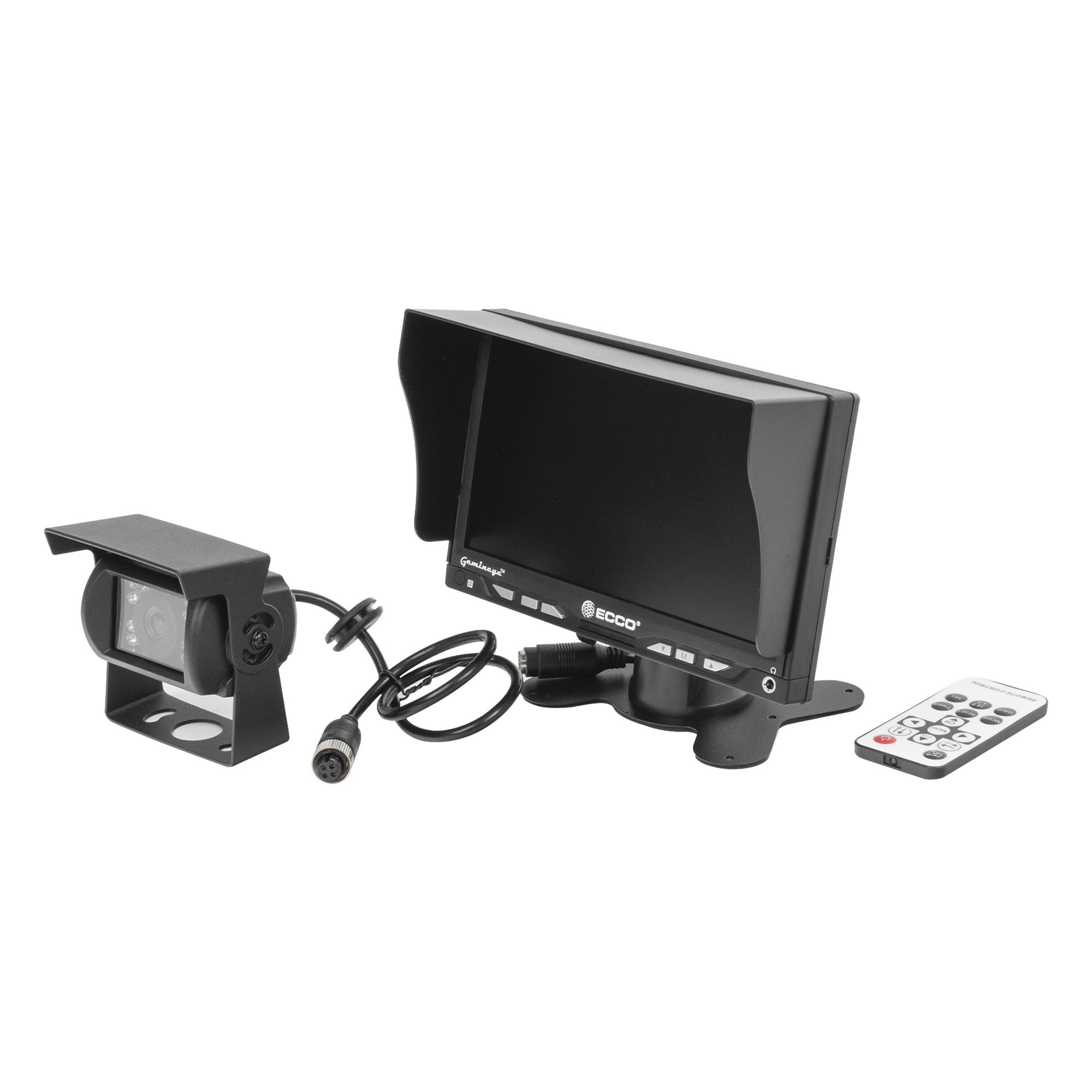 Camara de Reversa Alambrica y Monitor para Vehiculos de Trabajo y Montacargas — ECCO · SKU K7000B