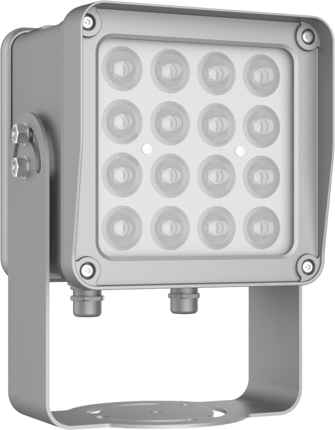 Lampara IR de Luz Continua / 16 Lámparas LED / Distancia Efectiva 16 a 25 metros / Cobertura 40° / Exterior IP66