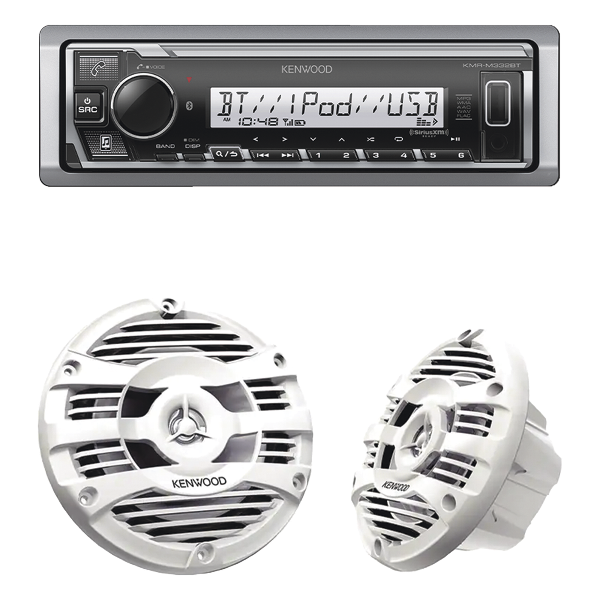 Kit de estéreo con Bluetooth KMR-M332BT | más Par de bocinas KFC-1653MRW — JVC KENWOOD · SKU KE/1653MRW