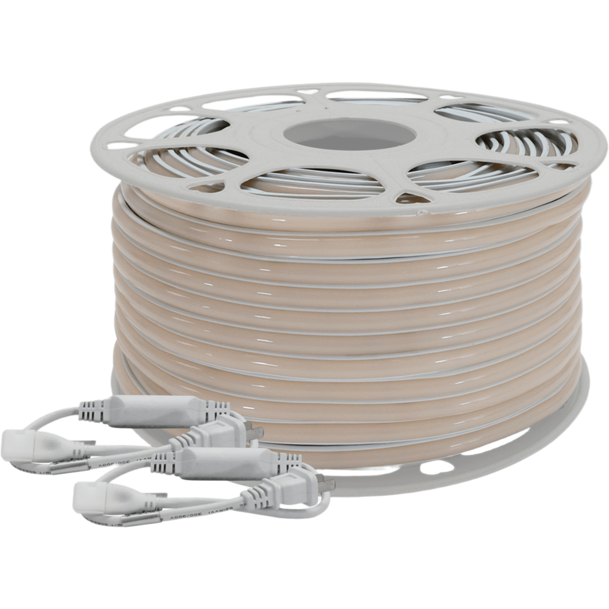 Manguera LED Luminosa Blanca de Resina Transparente y Flexible / Para uso Interior o Exterior / Carrete de 50 m/ 110V CA 4.2 A/ 500 W Potencia / T.C.C. 6500 K.