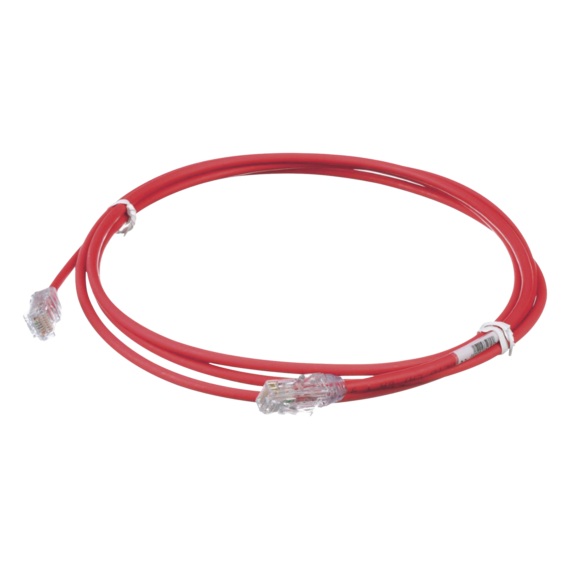 Cable de Parcheo UTP Cat6A, CM/LSZH, Diámetro Reducido (28AWG), Color Rojo, 2.13 Metros (7 Pies)