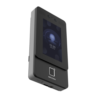 Terminal Min Moe PoE & WiFi de Reconocimiento Facial y Huella con Lector PROX EM / Exterior IP65 / Hasta 1.5 mts en Lectura de Rostro / Soporta P2P / 1,500 Rostros / 3,000 Huellas / Salida 12 Vcd para Chapa / PoE / SIP Estandar / HIK-IA