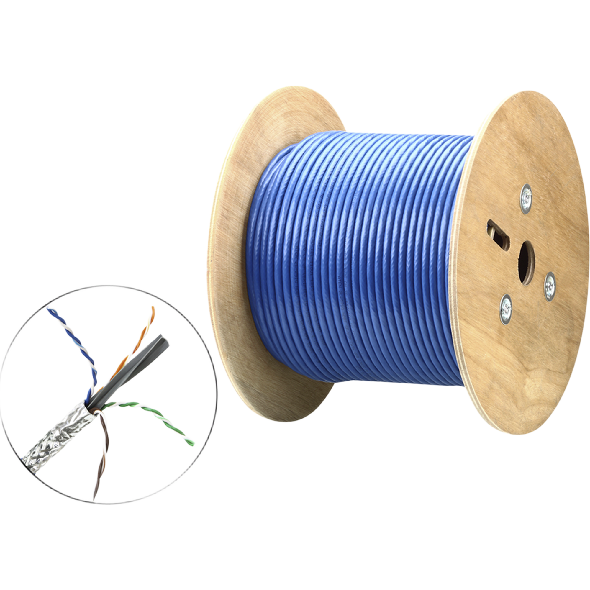 Cable SF/UTP | 4 pares 23 AWG | Cumple con los requisitos de la HDBaseT Alliance | Protección EMI | Transmisión de datos 4K | Color Azul | 305m
