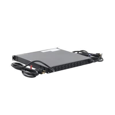 PDU Monitoreable de Transferencia Automática ATS (Fuente Redundante), Con 10 Salidas 5-15R, Enchufes de Entrada L5-20P, Instalación Horizontal de 19in, 1UR, 20 Amp, 120 Vca 