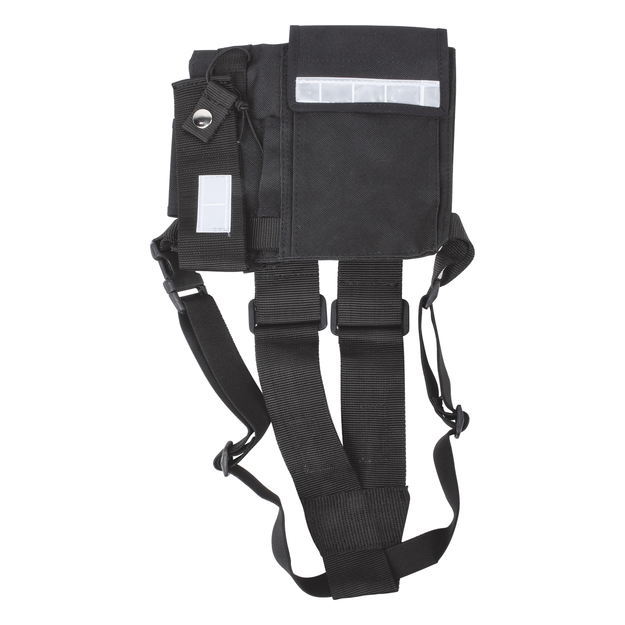 Pechera Universal sin logo con soporte para radio y bolígrafo más bolsa con cinta adherente para su seguridad. — SYSCOM · SKU KCPP-SLG