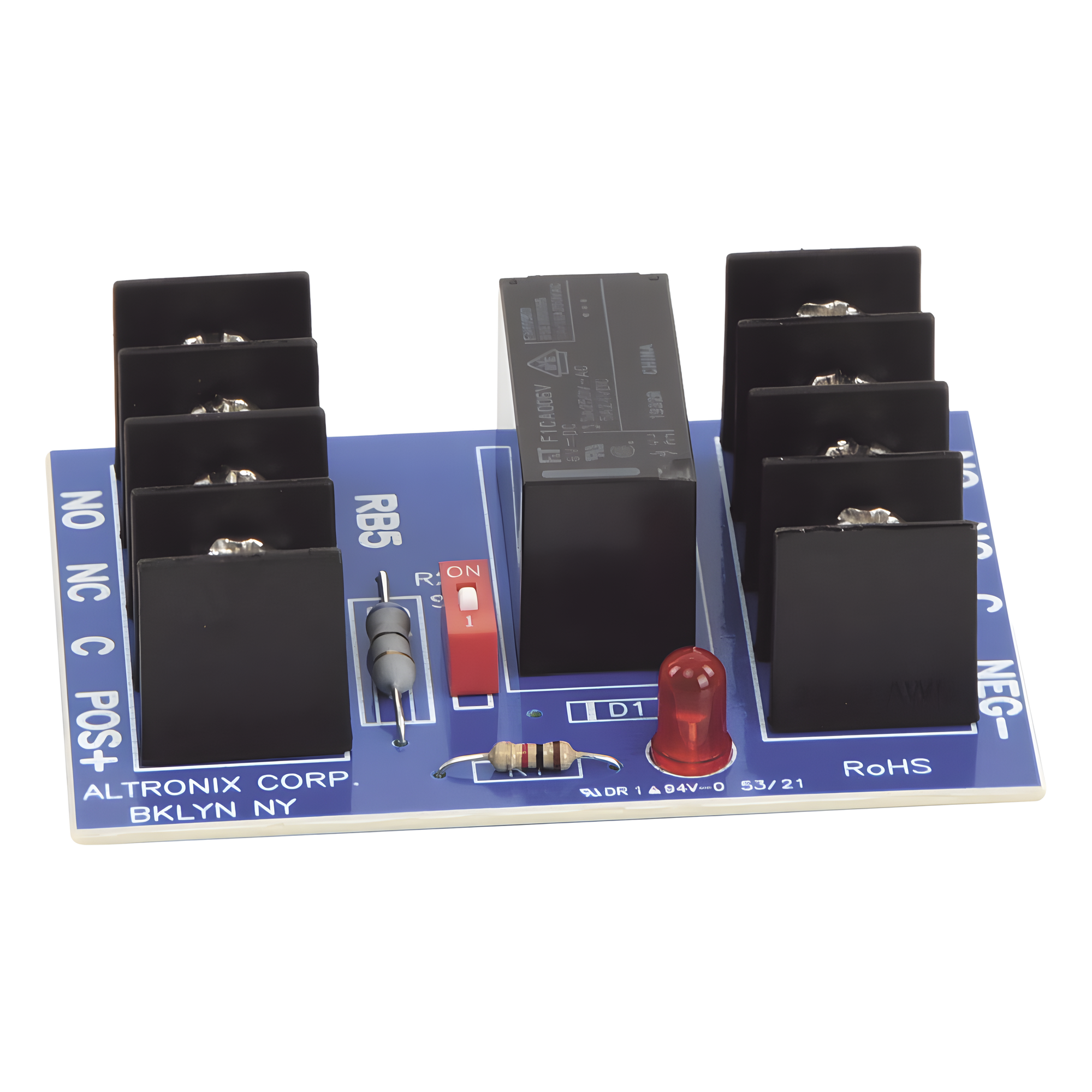 MÓDULO DE RELEY 6 / 12VDC, CONTACTOS DPDT @ 5A - 220VAC / 28VDC — ALTRONIX · SKU RB5