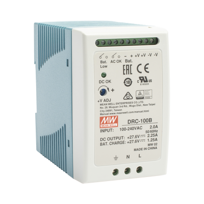 Fuente de poder con cargador de batería / Riel DIN / 24V / 100W / 2.25A / UL 508 / 2.16 x 3.54 x 3.94 pulgadas