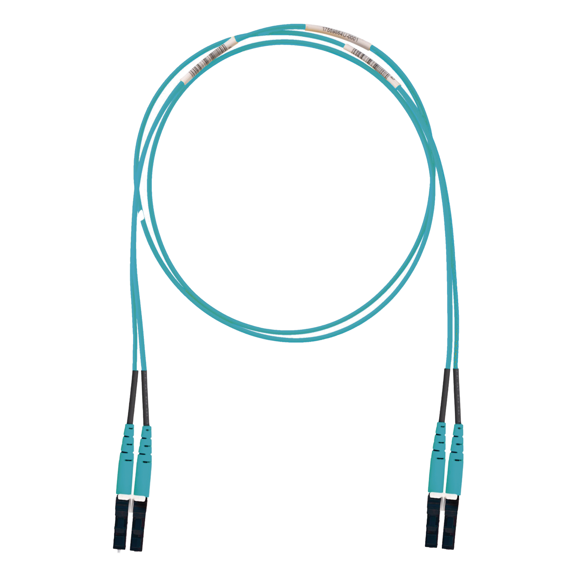 Jumper de Fibra Optica Multimodo 50/125 OM3, LC-LC Duplex, LSZH (Cero Halógenos), Color Aqua, 1 Metro (3.28 Pies) — PANDUIT · SKU FX2ELLNLNSNM001