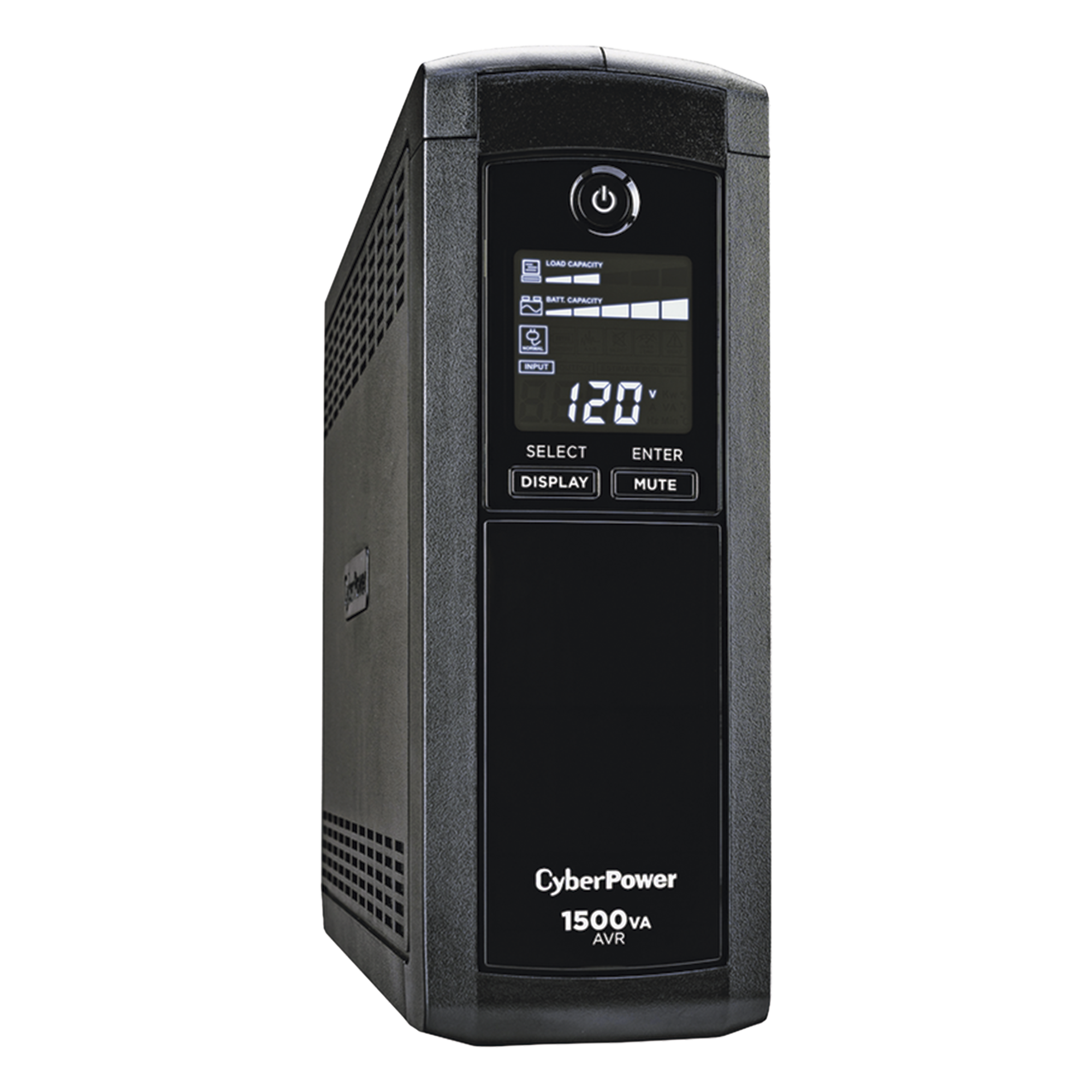 UPS Línea Interactiva / 1500 VA / 900 W / 12 Tomas NEMA 5-15R / 6 con Respaldo / Pantalla LCD / AVR / Supresión 1500 J — CYBERPOWER · SKU CP1500AVRLCDA