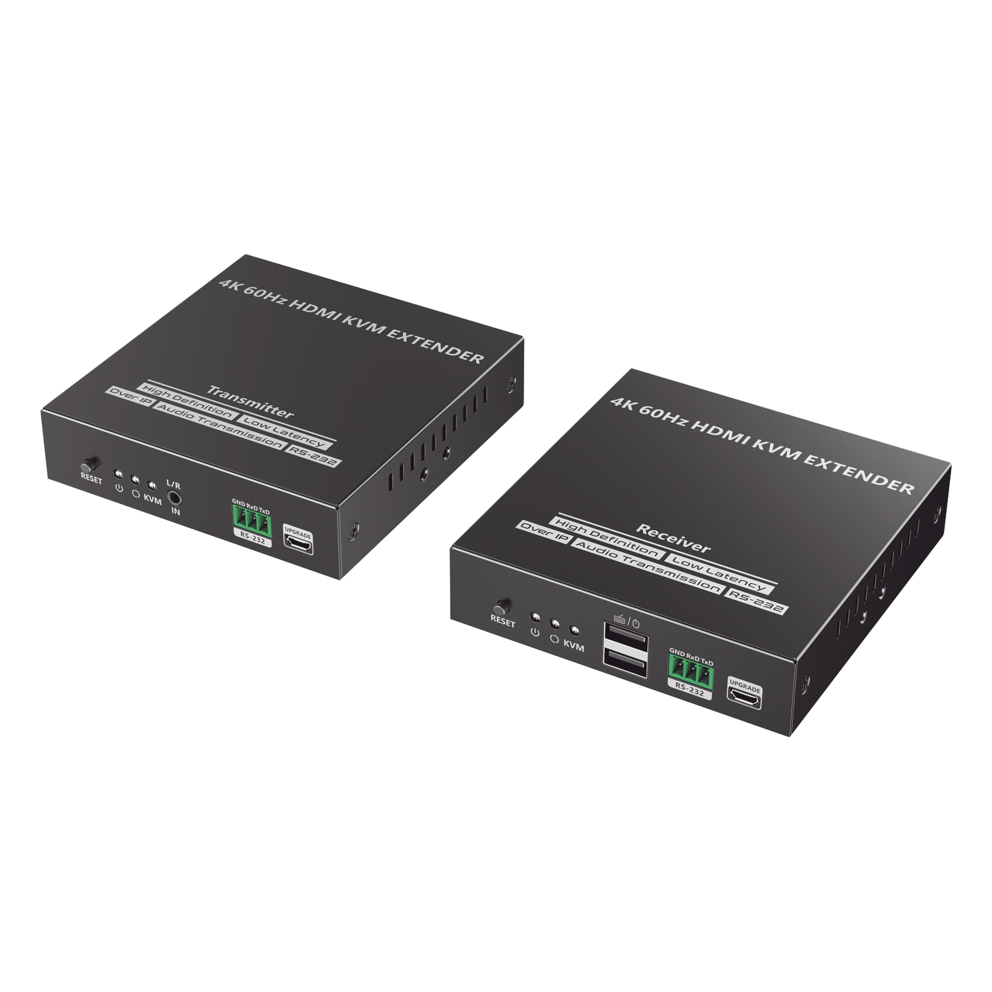 Kit Extensor KVM (HDMI y USB) hasta 120 metros | Transmite el Video y Controla tu DVR vía USB a distancia | Soporta resolución 4K @60Hz | Cat 6, 6a y 7 | Salida Loop en el Tx para visualización local — EPCOM TITANIUM · SKU TT582KVM