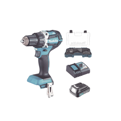 Rotomartillo/Taladro Inalámbrico (1/2") de 1,900 RPM, 18Vcc, Incluye 1 Batería BL1815N de 1.5Ah, 1 Cargador Modelo DC18SD y Un Set de 75 Pzas Modelo E-06943