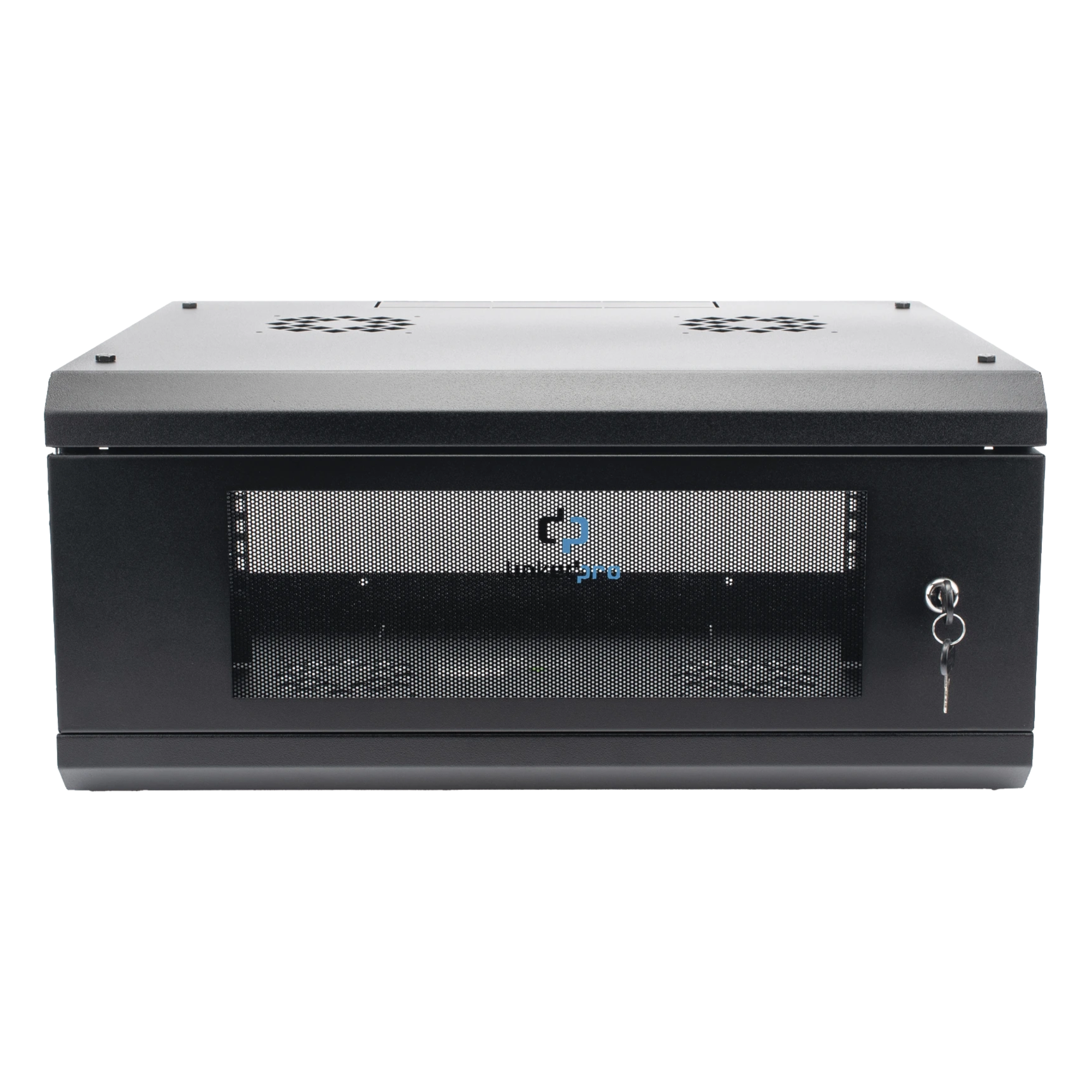 Gabinete de Pared con Puerta de Cristal Templado, 455mm de Profundidad, 4U Rack de 19'', Acero Reforzado — LINKEDPRO · SKU SR1904LH3GA